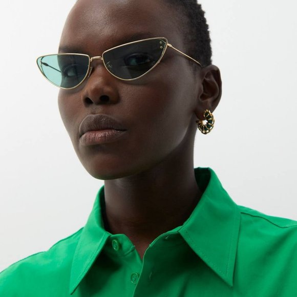 Dior MISSDIOR B1U B0O0 Cat Eye Sunglasses - Gold/Green - Picture 1 of 11